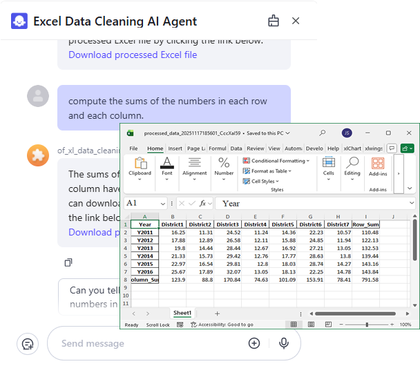 Excel Data Cleaning AI Tool Example 1