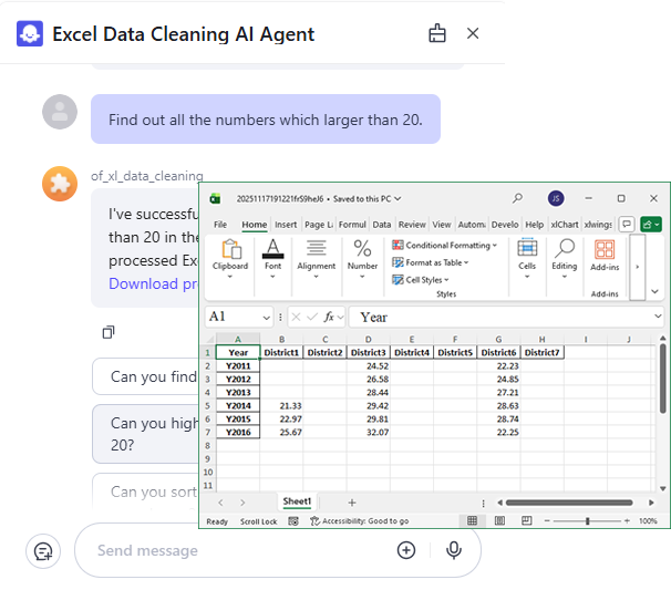 Excel Data Cleaning AI Tool Example 3