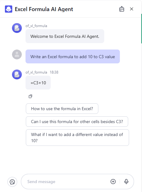 Excel Formula AI Tool Example 1